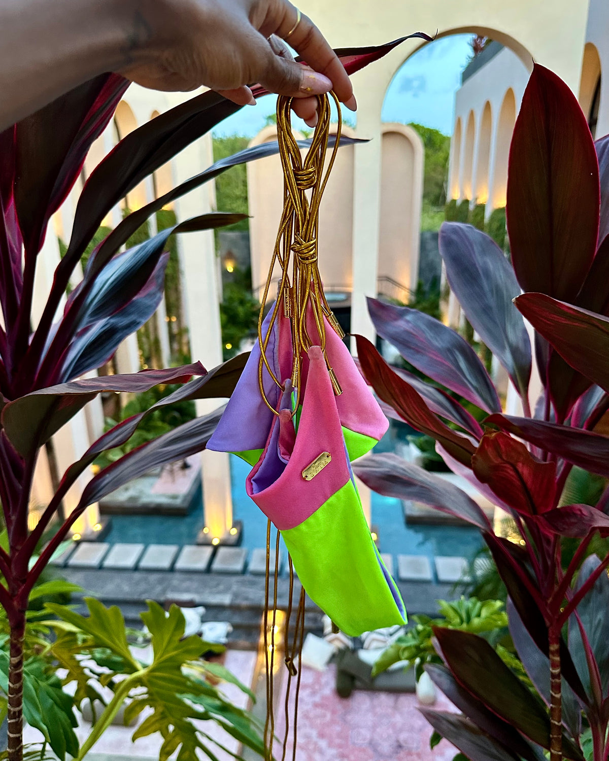 Prism Reversible Bikini Top - Neon Green, Rose Pink & Lavender