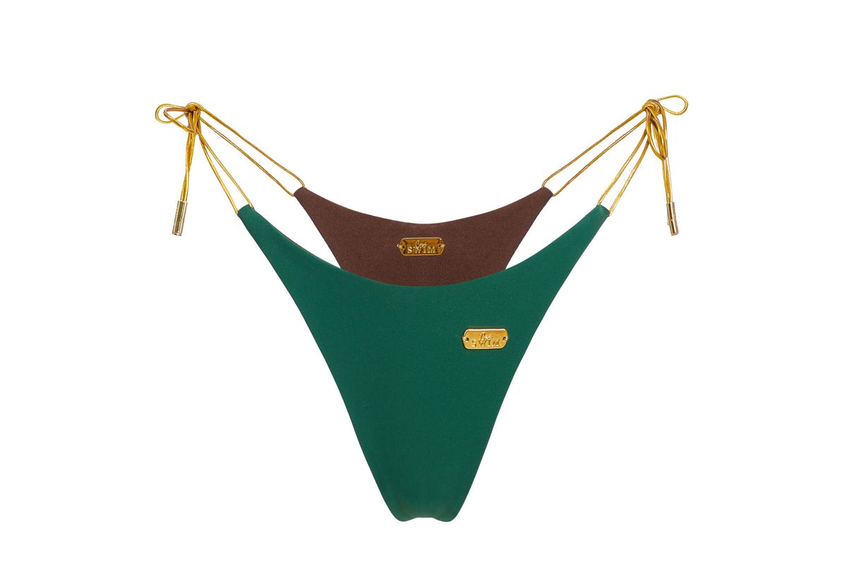 Hunter Green/Chocolate Thongkini Bottom | Reversible (Sample Sale)