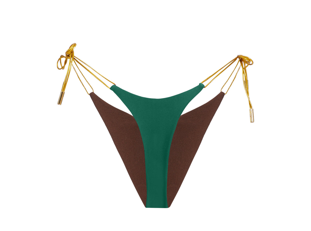Hunter Green/Chocolate Thongkini Bottom | Reversible (Sample Sale)