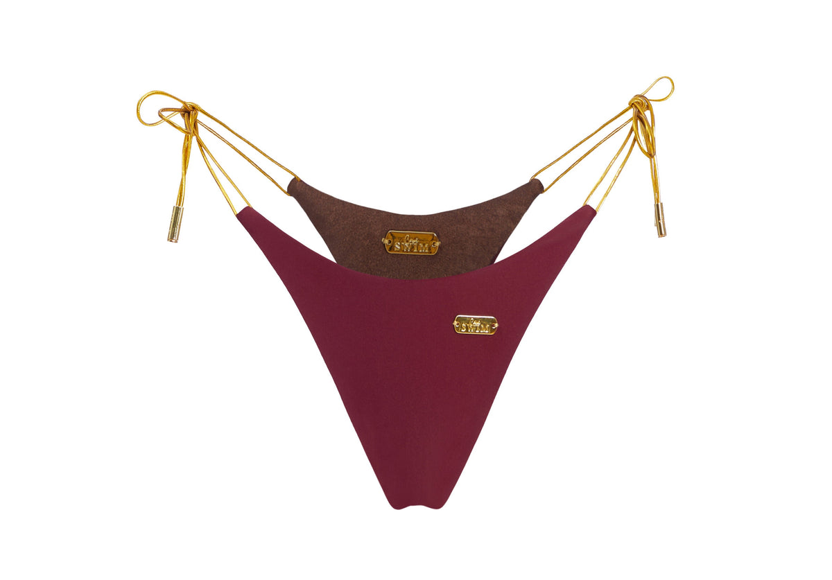 Wine/Chocolate Thongkini Bottom | Reversible (Sample Sale)