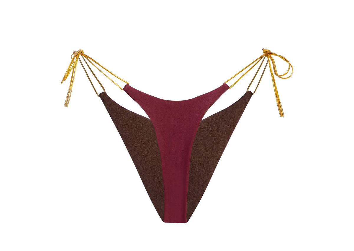 Wine/Chocolate Thongkini Bottom | Reversible (Sample Sale)