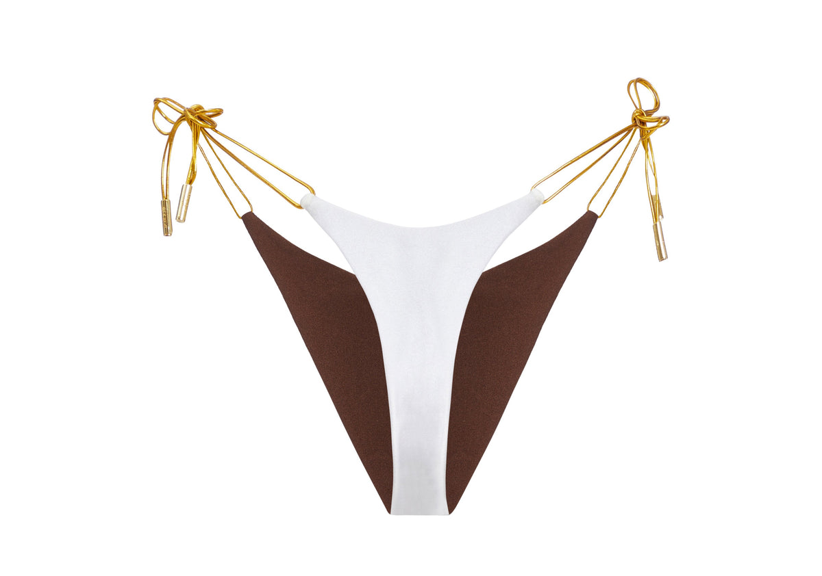 White/Chocolate Thongkini Bottom | Reversible (Sample Sale)