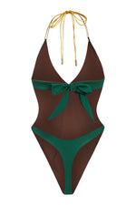 Hunter Green/Chocolate Monokini | Reversible (Sample Sale)