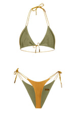 Olive/Bronze Bikini Top | Reversible
