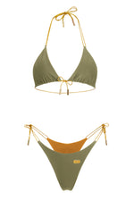 Olive/Bronze Bikini Top | Reversible
