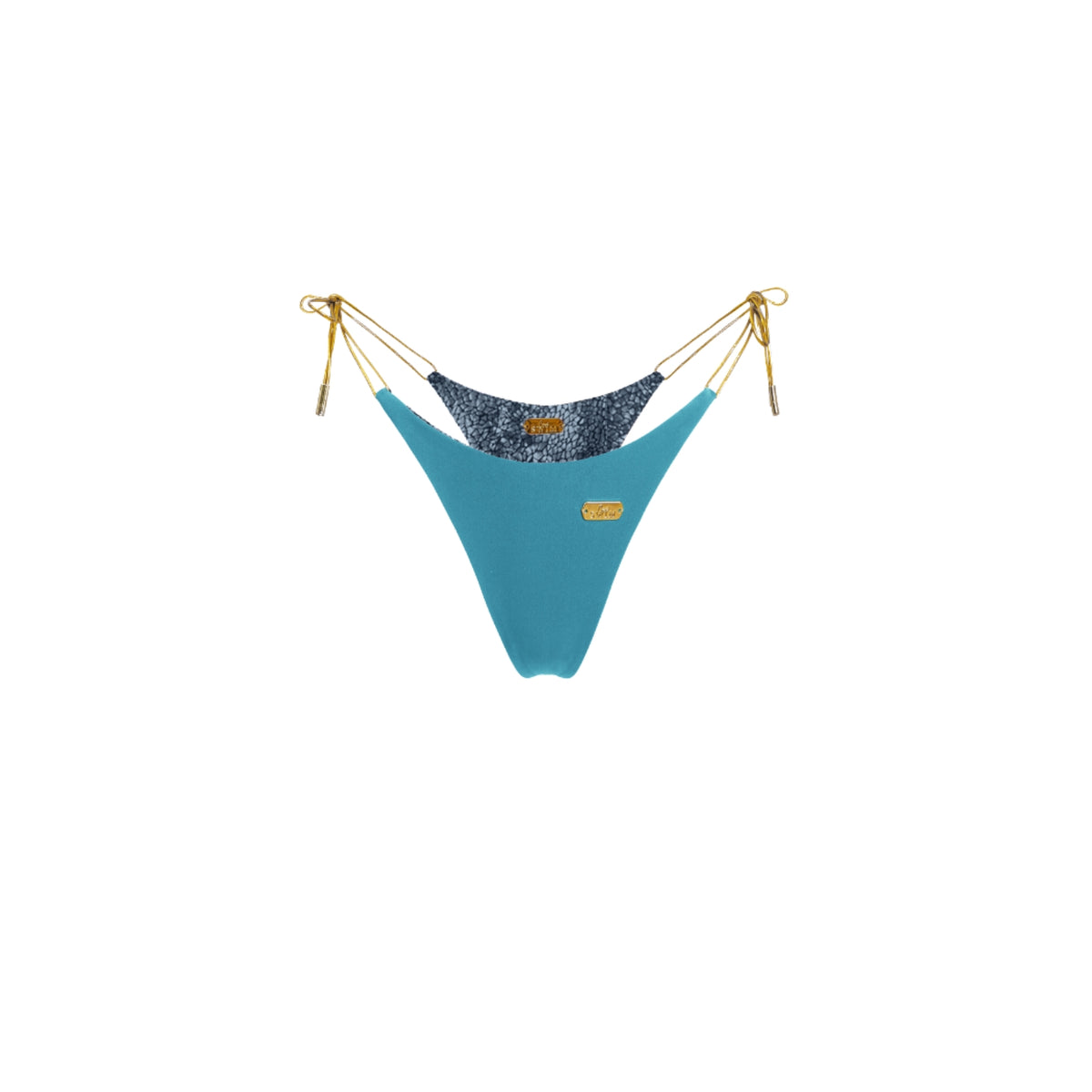 Mosaic Reversible Thongkini Bottom - Dark Teal & Black Cracked Stone Holographic