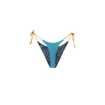 Mosaic Reversible Thongkini Bottom - Dark Teal & Black Cracked Stone Holographic