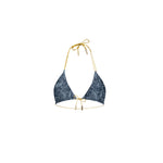Mosaic Reversible Bikini Top - Dark Teal & Black Cracked Stone Holographic
