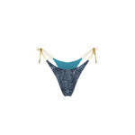 Mosaic Reversible Thongkini Bottom - Dark Teal & Black Cracked Stone Holographic