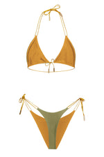 Olive/Bronze Bikini Top | Reversible