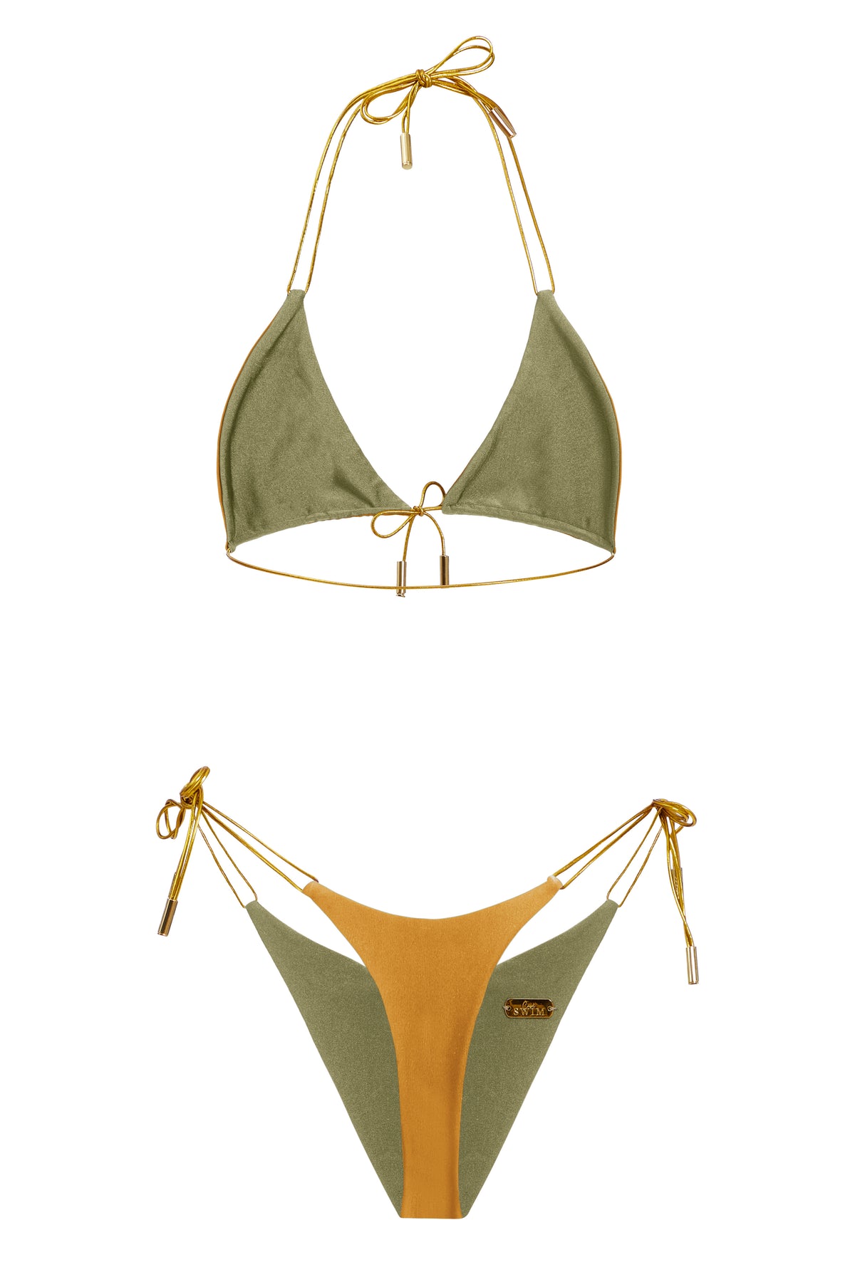 Olive/Bronze Bikini Top | Reversible