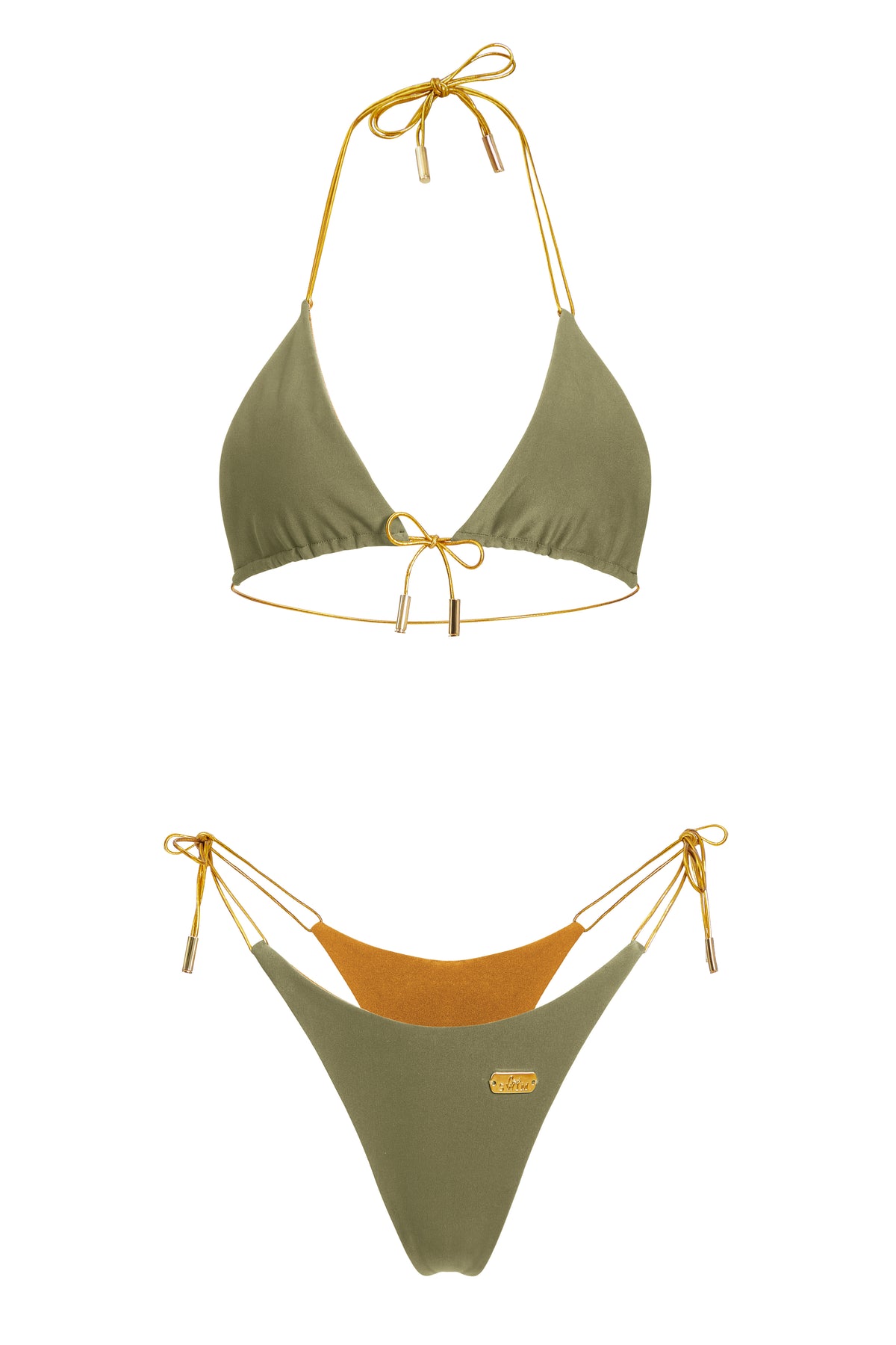 Olive/Bronze Bikini Top | Reversible