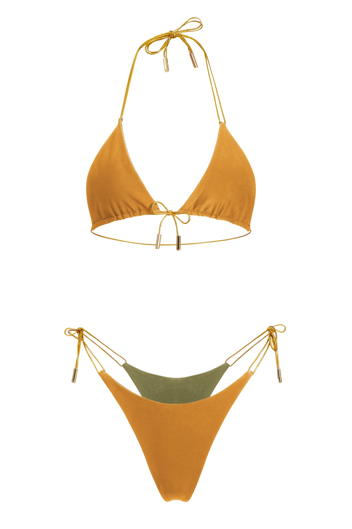Olive/Bronze Bikini Top | Reversible