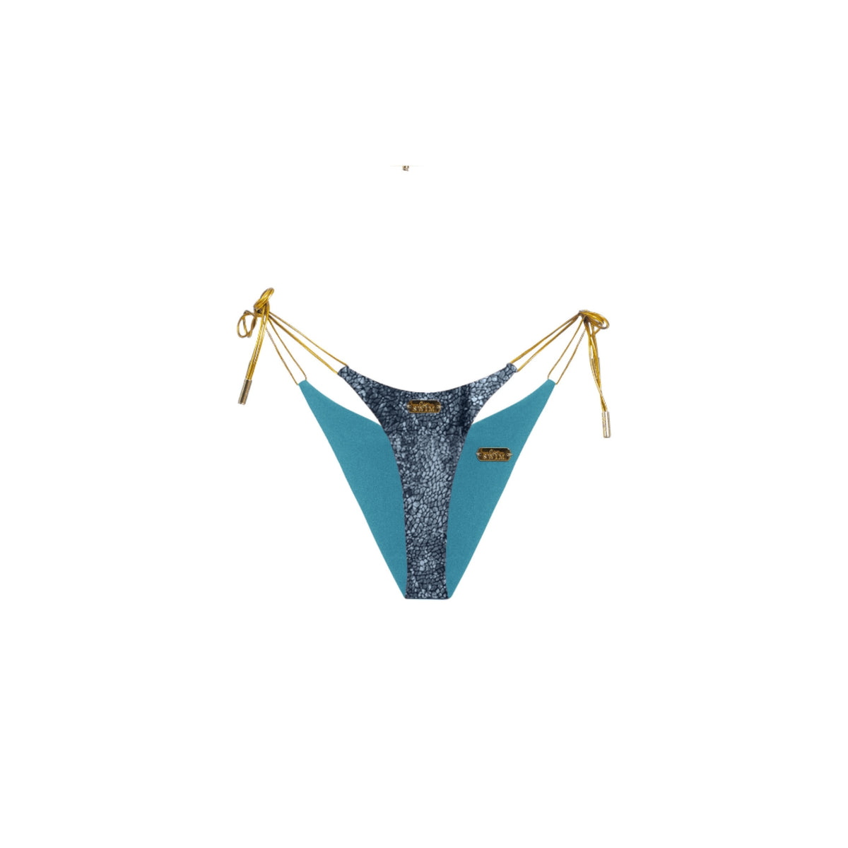 Mosaic Reversible Thongkini Bottom - Dark Teal & Black Cracked Stone Holographic