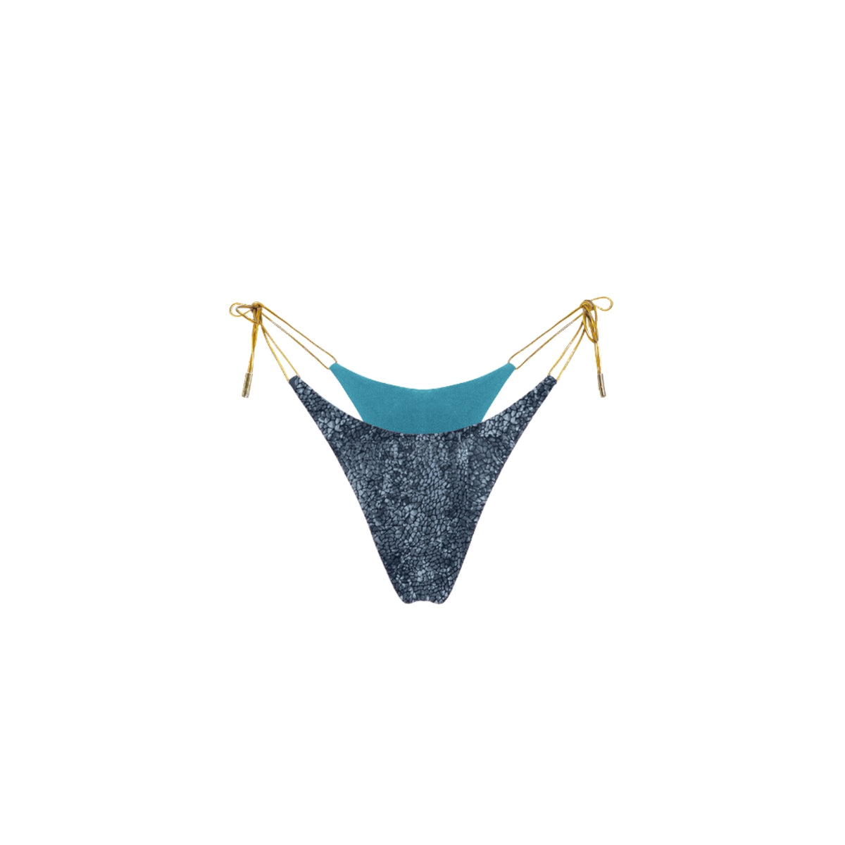 Mosaic Reversible Thongkini Bottom - Dark Teal & Black Cracked Stone Holographic